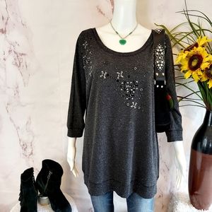 Lane Bryant pretty embellished 3/4 sleeve sweater